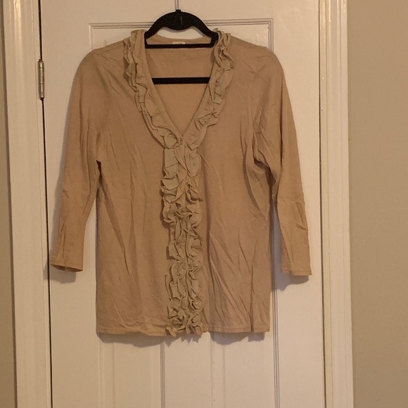 Lightweight cotton cardigan with ruffle detail - Picture 1 of 6